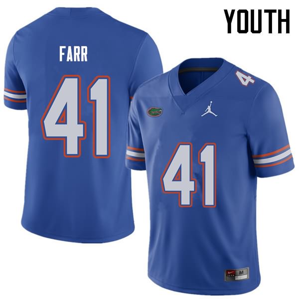 NCAA Florida Gators Ryan Farr Youth #41 Jordan Brand Royal Stitched Authentic College Football Jersey JFU7464QB